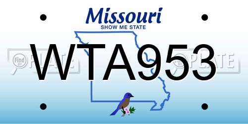 WTA953 Missouri License Plate