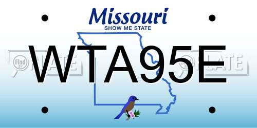WTA95E Missouri License Plate