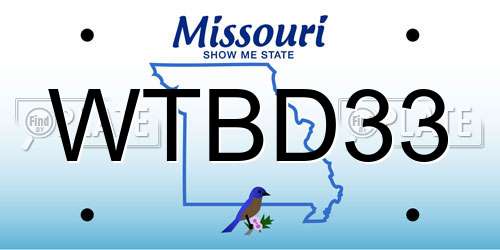 WTBD33 Missouri License Plate