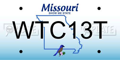 WTC13T Missouri License Plate