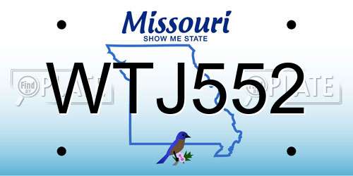 WTJ552 Missouri License Plate
