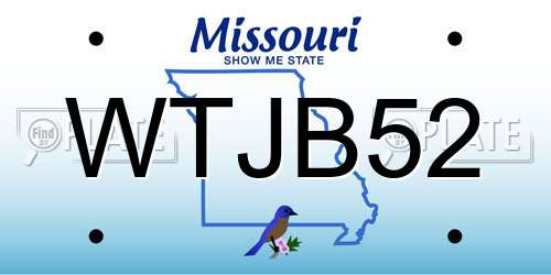 WTJB52 Missouri License Plate