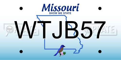 WTJB57 Missouri License Plate