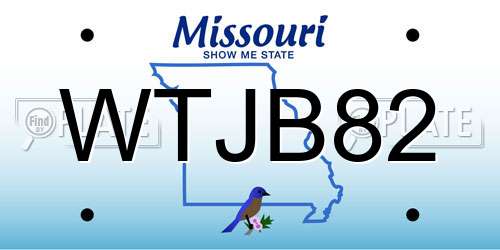 WTJB82 Missouri License Plate