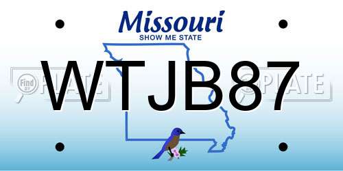 WTJB87 Missouri License Plate