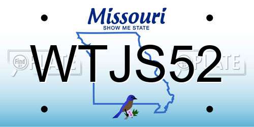 WTJS52 Missouri License Plate