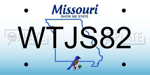 WTJS82 Missouri License Plate