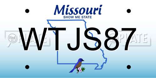 WTJS87 Missouri License Plate