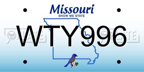 WTY996 Missouri License Plate
