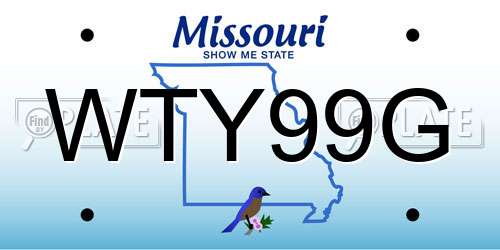 WTY99G Missouri License Plate