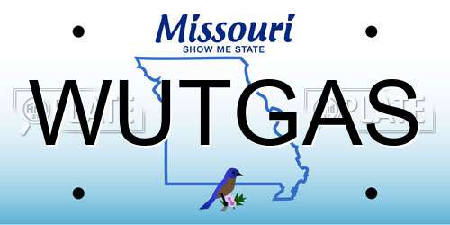 WUTGAS Missouri License Plate
