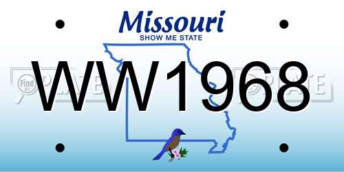 WW1968 Missouri License Plate