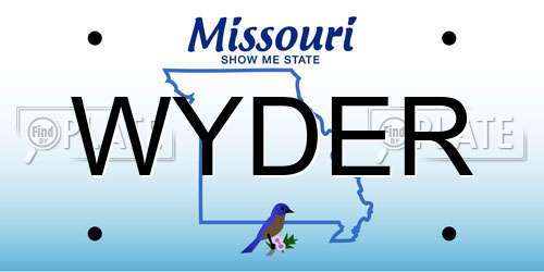 WYDER Missouri License Plate