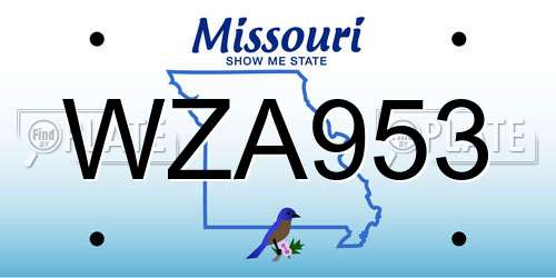 WZA953 Missouri License Plate