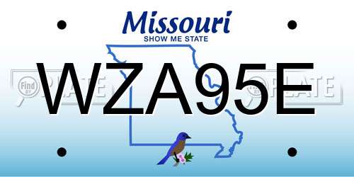 WZA95E Missouri License Plate