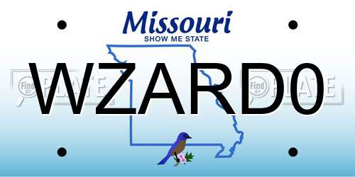 WZARD0 Missouri License Plate