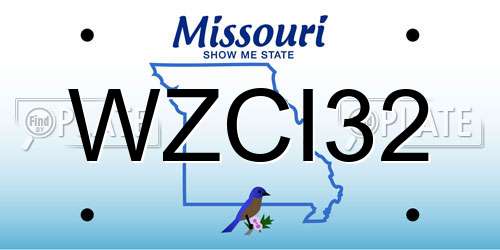 WZCI32 Missouri License Plate