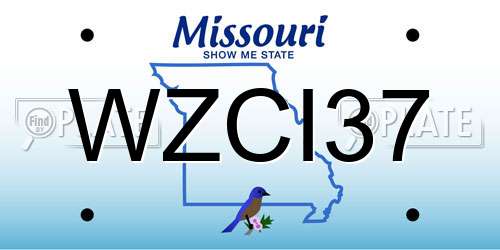 WZCI37 Missouri License Plate