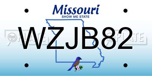 WZJB82 Missouri License Plate