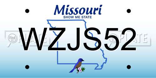 WZJS52 Missouri License Plate