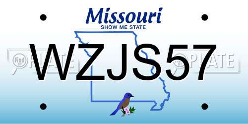 WZJS57 Missouri License Plate