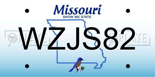 WZJS82 Missouri License Plate