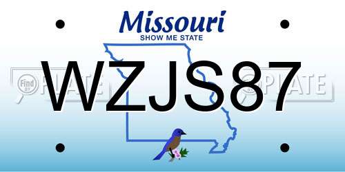 WZJS87 Missouri License Plate