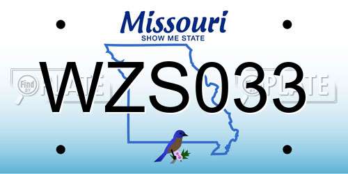 WZS033 Missouri License Plate
