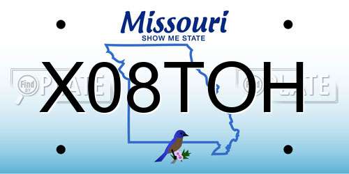 X08TOH Missouri License Plate