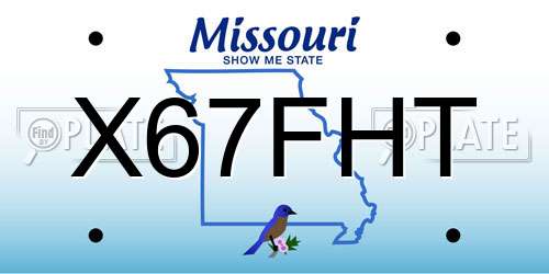 X67FHT Missouri License Plate