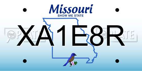 XA1E8R Missouri License Plate