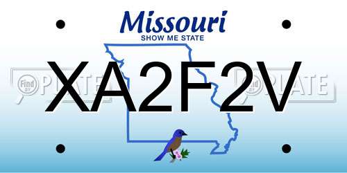 XA2F2V Missouri License Plate
