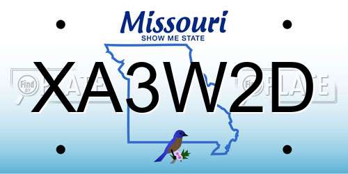XA3W2D Missouri License Plate