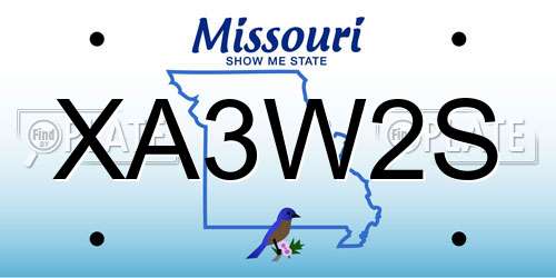 XA3W2S Missouri License Plate