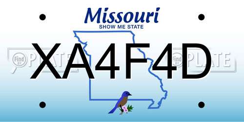 XA4F4D Missouri License Plate