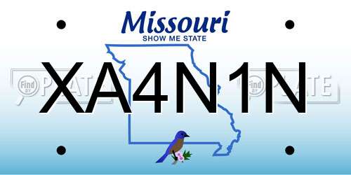 XA4N1N Missouri License Plate