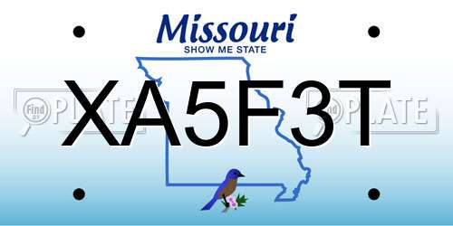 XA5F3T Missouri License Plate