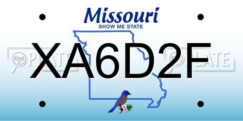 XA6D2F Missouri License Plate