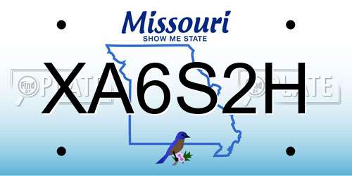 XA6S2H Missouri License Plate
