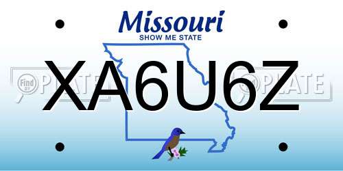 XA6U6Z Missouri License Plate