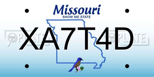 XA7T4D Missouri License Plate