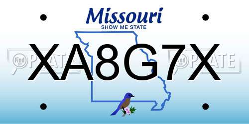 XA8G7X Missouri License Plate