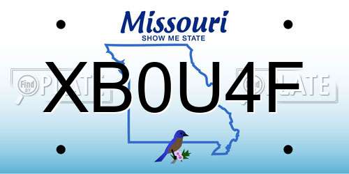 XB0U4F Missouri License Plate