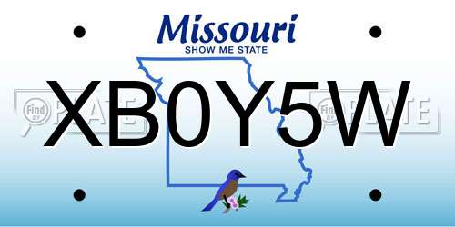 XB0Y5W Missouri License Plate