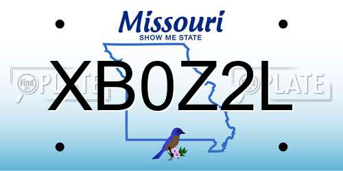 XB0Z2L Missouri License Plate