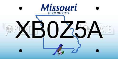 XB0Z5A Missouri License Plate