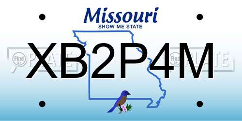 XB2P4M Missouri License Plate