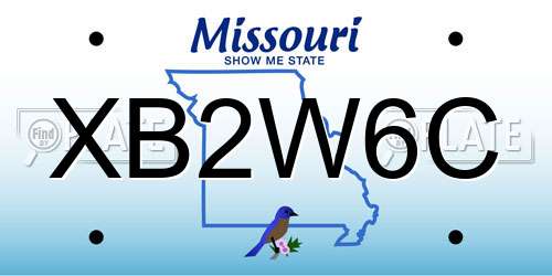 XB2W6C Missouri License Plate