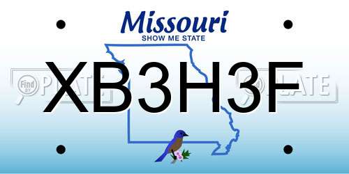 XB3H3F Missouri License Plate
