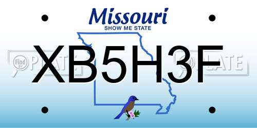 XB5H3F Missouri License Plate